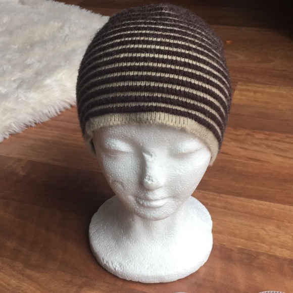 Other - Warm striped acrylic beanie neutral colors